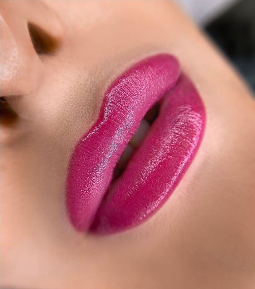 Lip blush permanent makeup result
